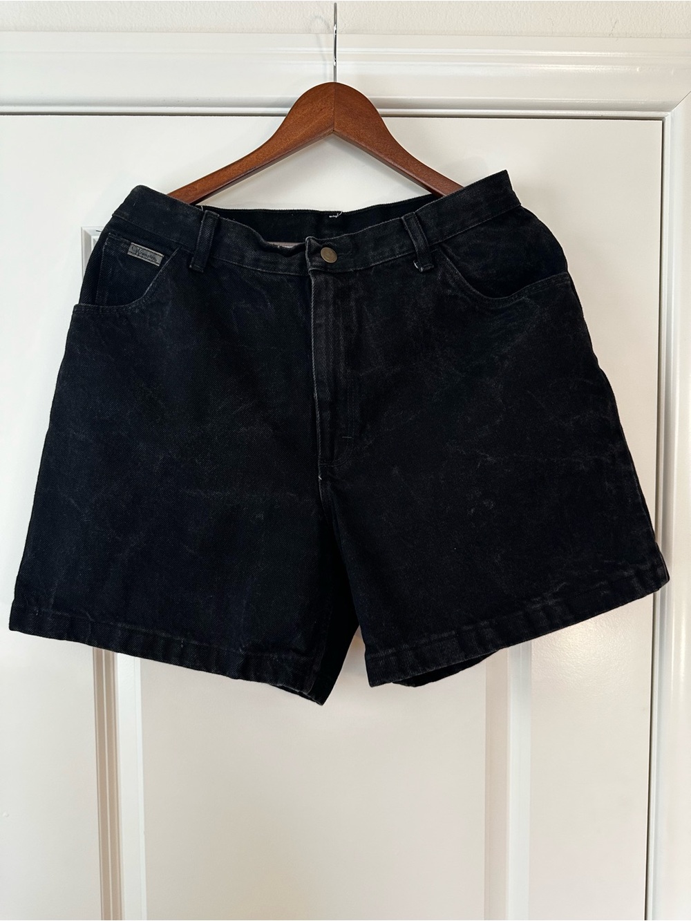 Wrangler High Waisted Black Denim Shorts Western Mom Shorts Vintage Style